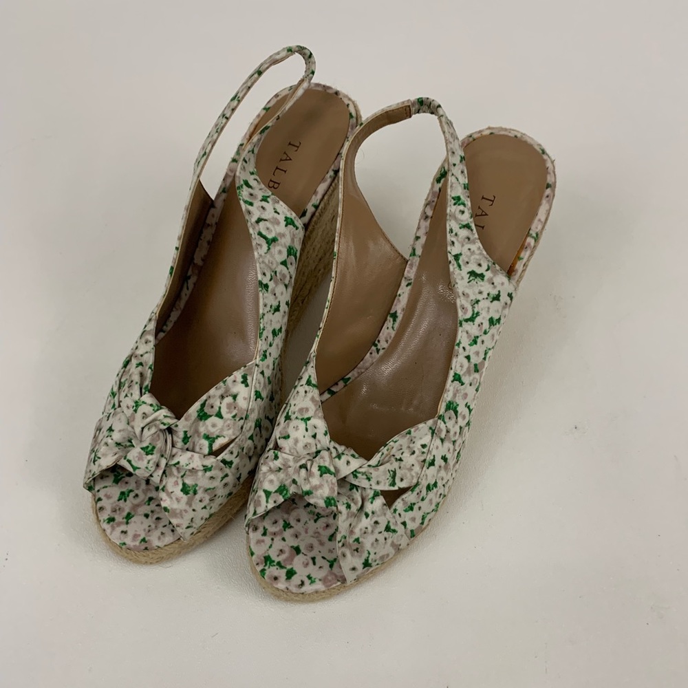 Talbots Open Toe Wedge Shoes Floral Size 7